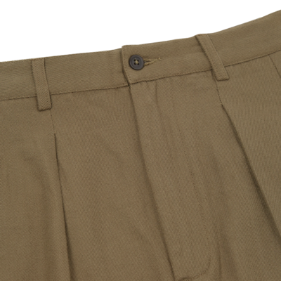 Double Pleat Pant Twill Light Olive